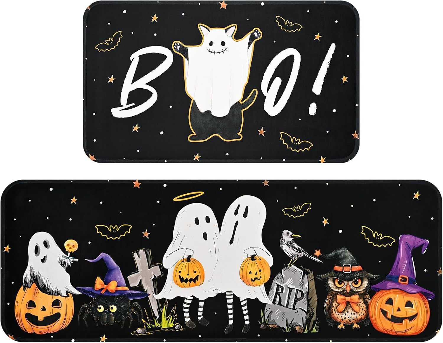 🎃 Spooky Halloween Kitchen Mat Set – Fun & Festive Floor Decor 🕸️