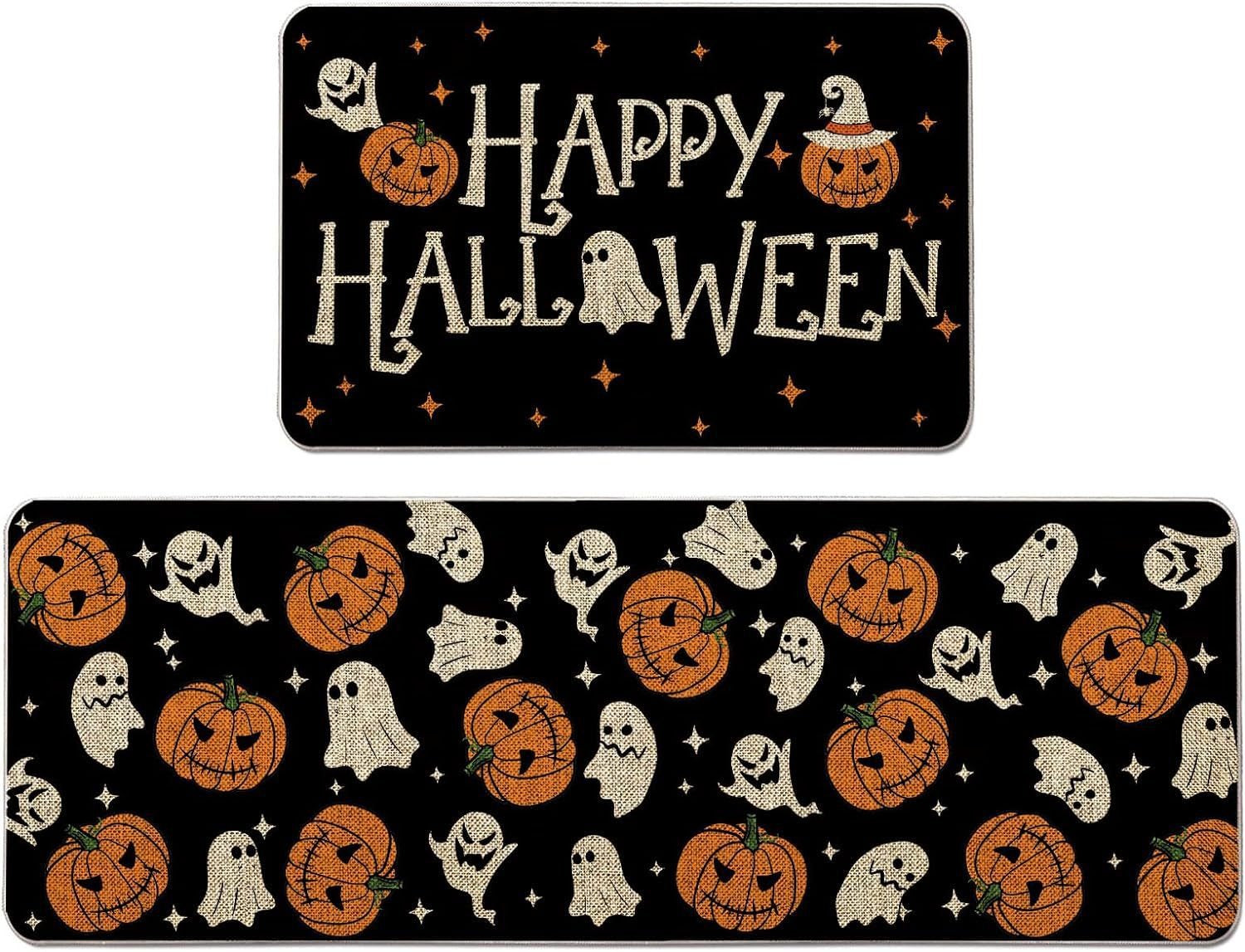 🎃 Spooky Halloween Kitchen Mat Set – Fun & Festive Floor Decor 🕸️