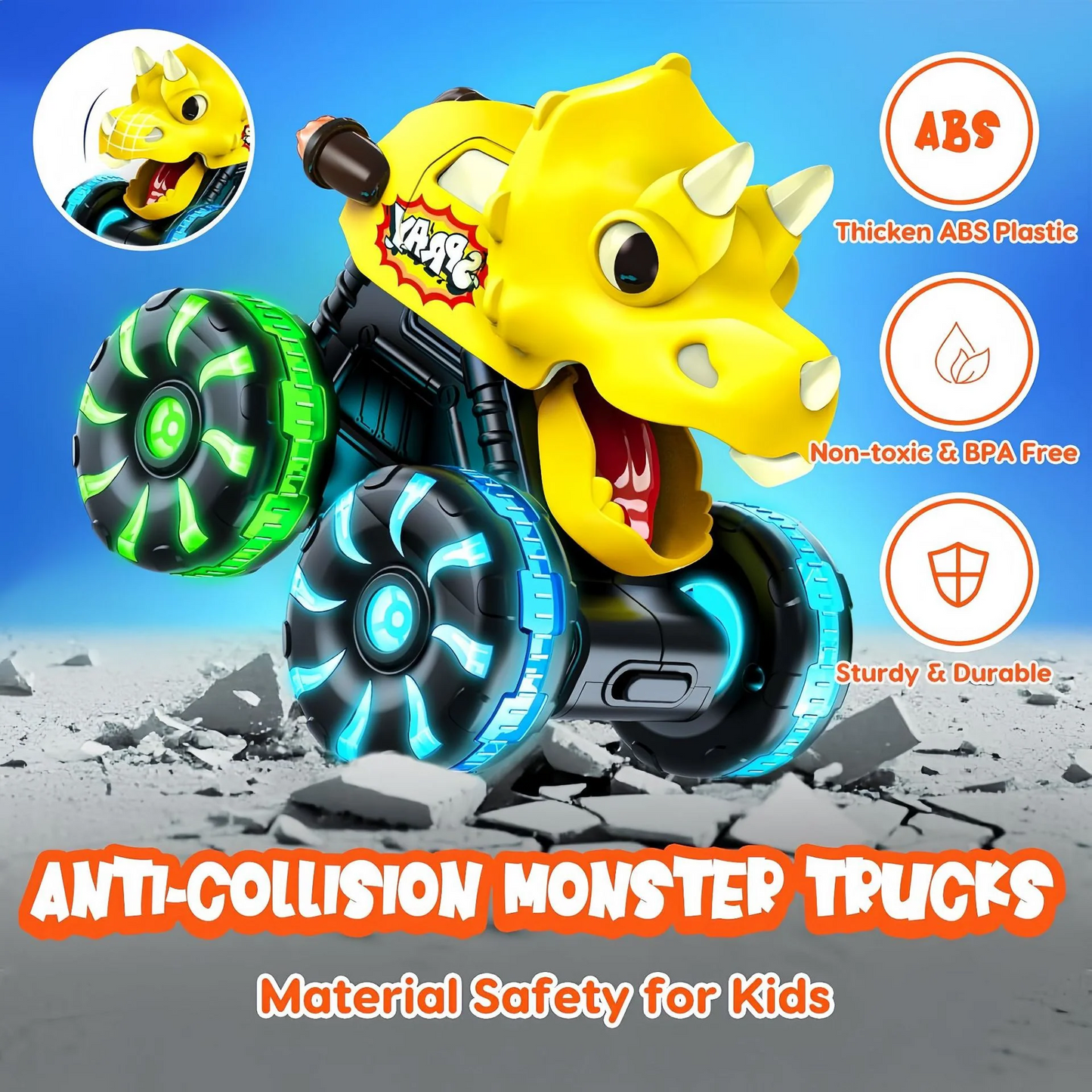 🦖 Light-Up Dino Trucks | Press & Go Toy Cars with Moving Jaws for Toddlers 🚚